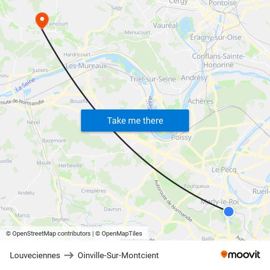 Louveciennes to Oinville-Sur-Montcient map