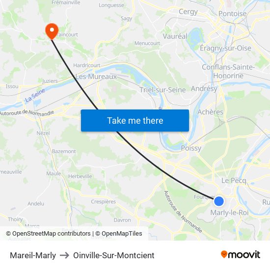 Mareil-Marly to Oinville-Sur-Montcient map