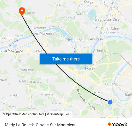 Marly-Le-Roi to Oinville-Sur-Montcient map