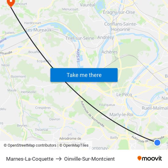 Marnes-La-Coquette to Oinville-Sur-Montcient map