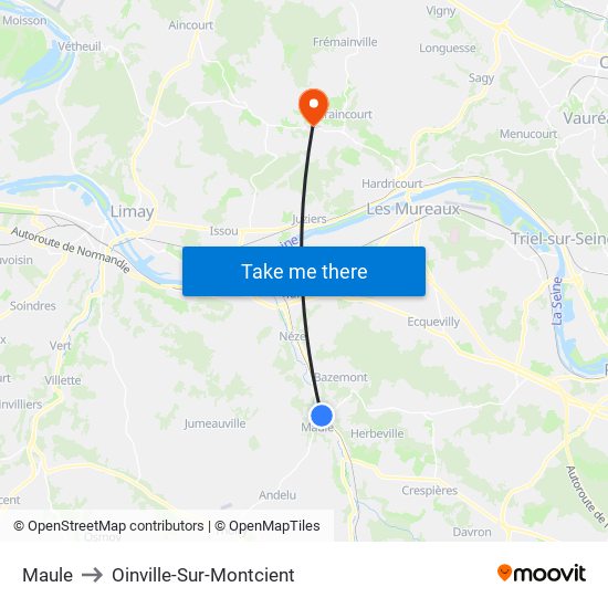 Maule to Oinville-Sur-Montcient map