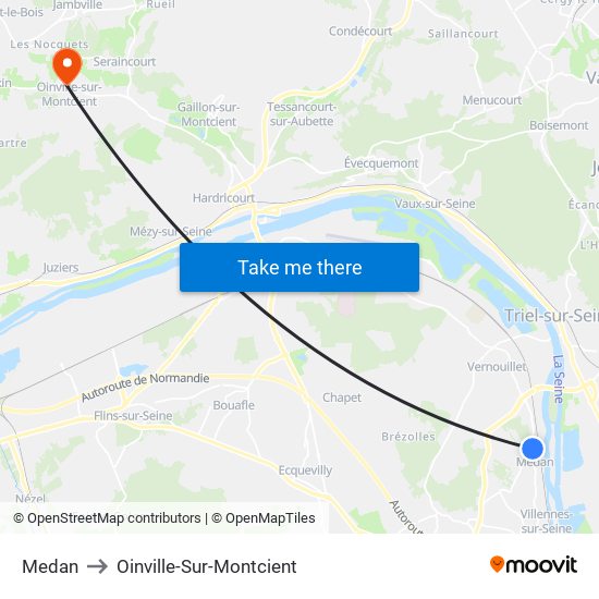 Medan to Oinville-Sur-Montcient map