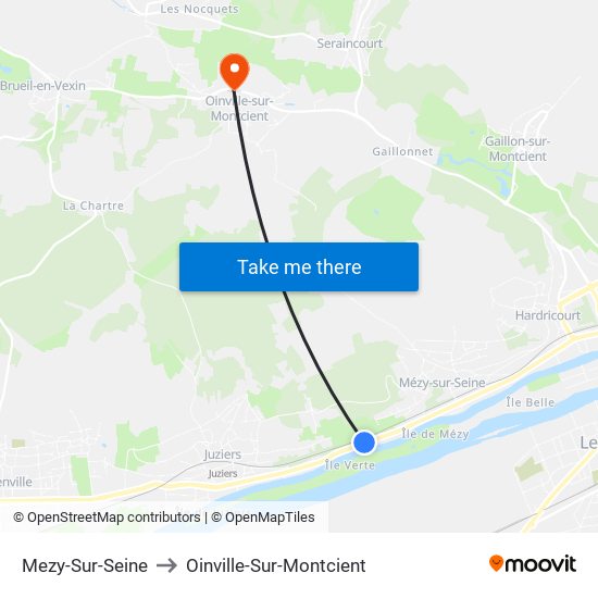 Mezy-Sur-Seine to Oinville-Sur-Montcient map