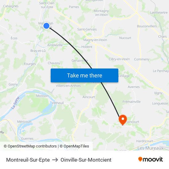 Montreuil-Sur-Epte to Oinville-Sur-Montcient map