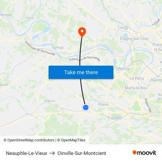 Neauphle-Le-Vieux to Oinville-Sur-Montcient map
