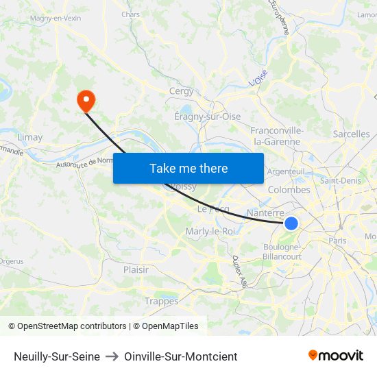 Neuilly-Sur-Seine to Oinville-Sur-Montcient map