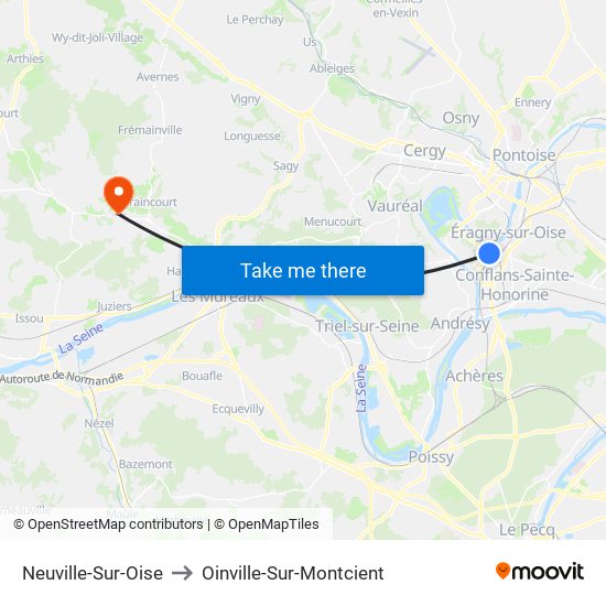 Neuville-Sur-Oise to Oinville-Sur-Montcient map