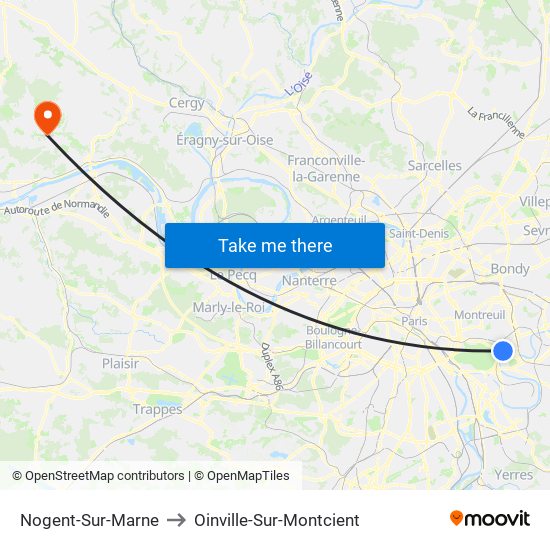 Nogent-Sur-Marne to Oinville-Sur-Montcient map