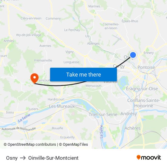 Osny to Oinville-Sur-Montcient map