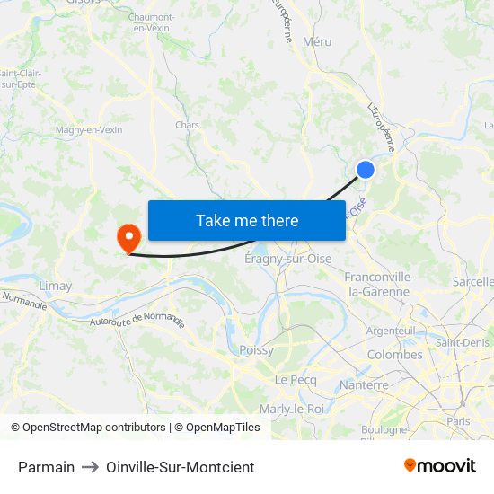 Parmain to Oinville-Sur-Montcient map