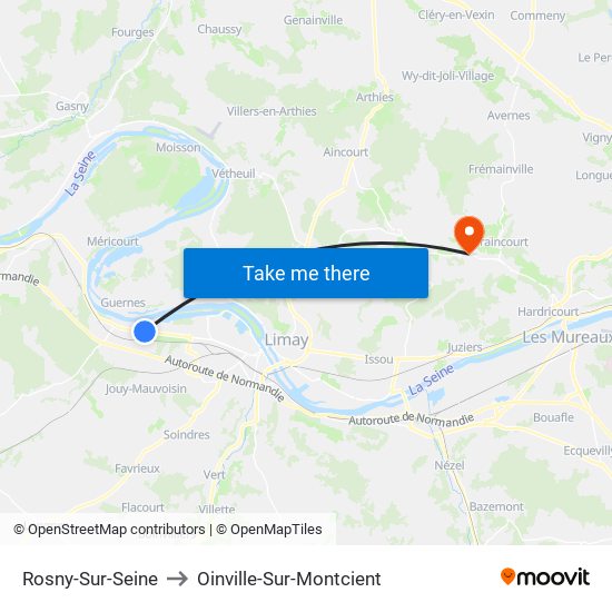 Rosny-Sur-Seine to Oinville-Sur-Montcient map