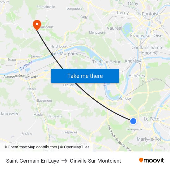 Saint-Germain-En-Laye to Oinville-Sur-Montcient map