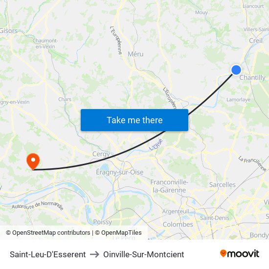 Saint-Leu-D'Esserent to Oinville-Sur-Montcient map