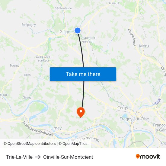 Trie-La-Ville to Oinville-Sur-Montcient map