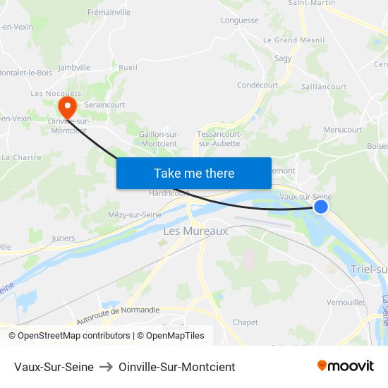 Vaux-Sur-Seine to Oinville-Sur-Montcient map