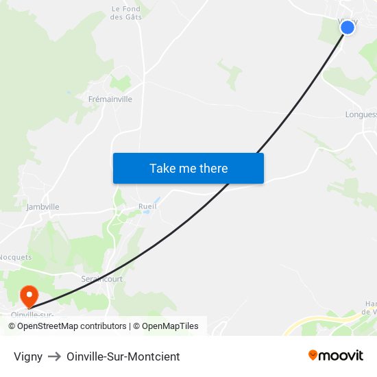 Vigny to Oinville-Sur-Montcient map