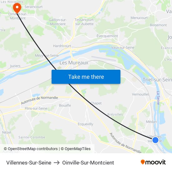 Villennes-Sur-Seine to Oinville-Sur-Montcient map