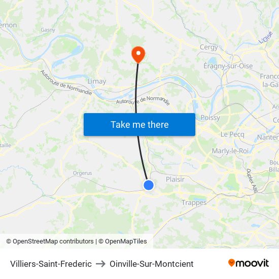 Villiers-Saint-Frederic to Oinville-Sur-Montcient map