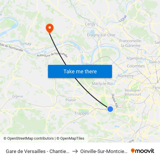 Gare de Versailles - Chantiers to Oinville-Sur-Montcient map