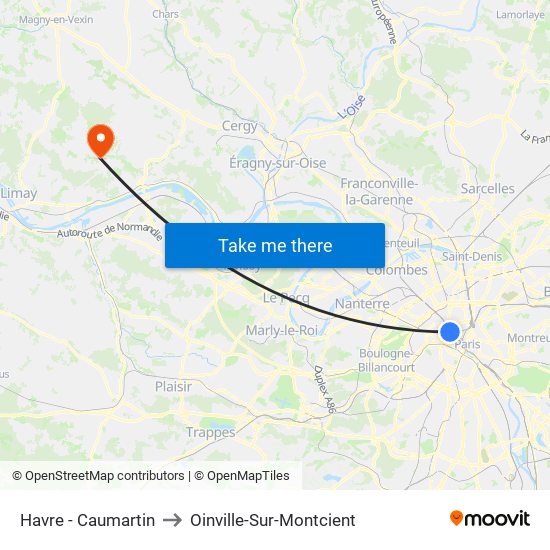 Havre - Caumartin to Oinville-Sur-Montcient map