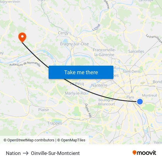 Nation to Oinville-Sur-Montcient map