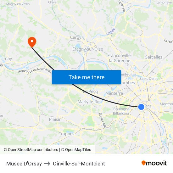 Musée D'Orsay to Oinville-Sur-Montcient map