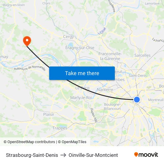 Strasbourg-Saint-Denis to Oinville-Sur-Montcient map