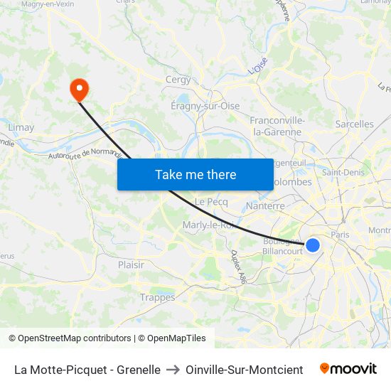 La Motte-Picquet - Grenelle to Oinville-Sur-Montcient map