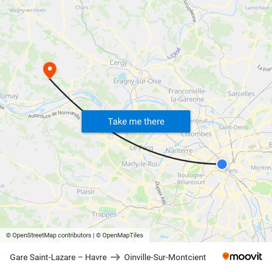 Gare Saint-Lazare – Havre to Oinville-Sur-Montcient map
