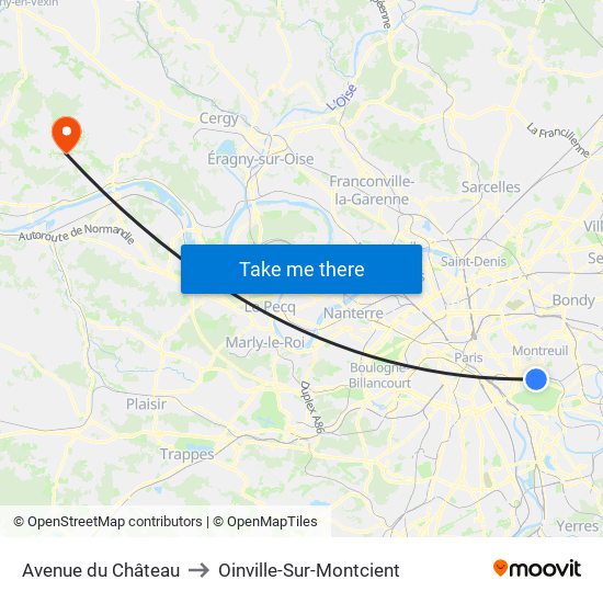 Avenue du Château to Oinville-Sur-Montcient map