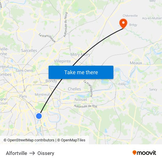 Alfortville to Oissery map