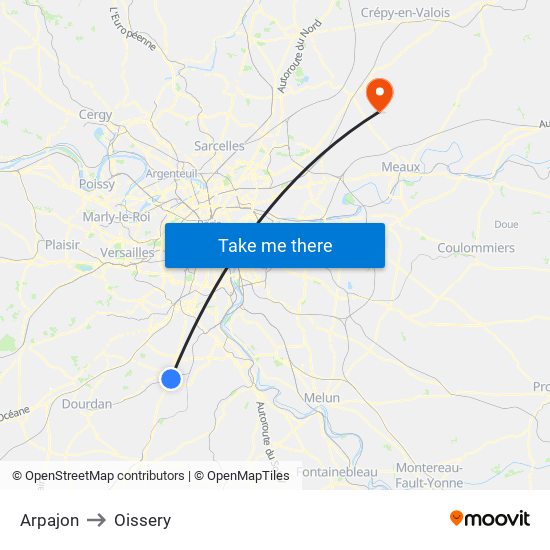 Arpajon to Oissery map