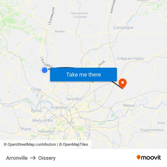 Arronville to Oissery map