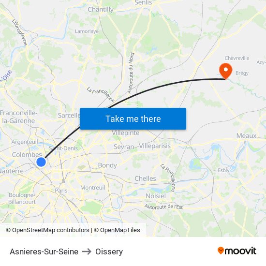 Asnieres-Sur-Seine to Oissery map