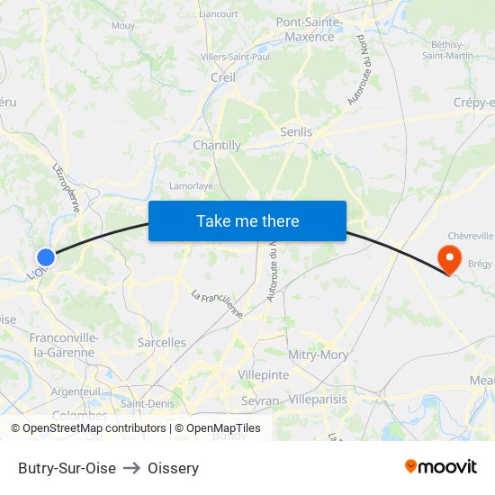 Butry-Sur-Oise to Oissery map