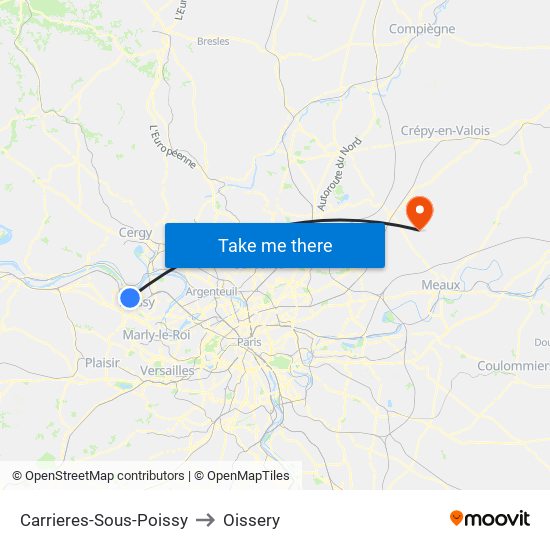 Carrieres-Sous-Poissy to Oissery map