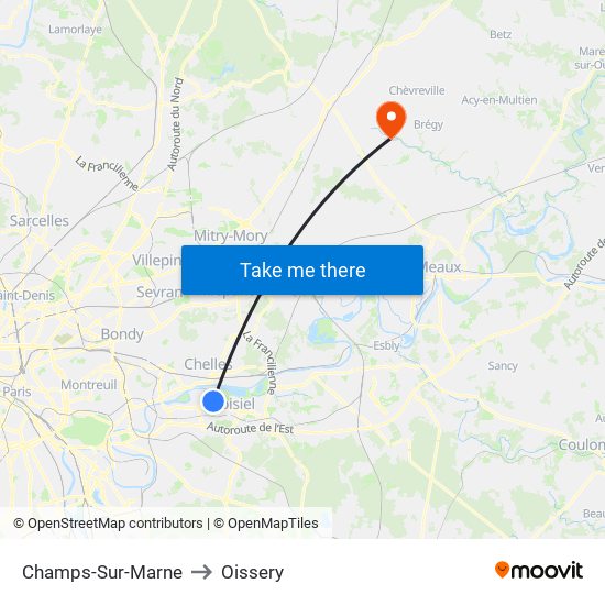 Champs-Sur-Marne to Oissery map