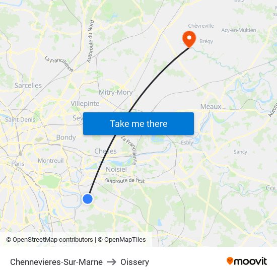 Chennevieres-Sur-Marne to Oissery map