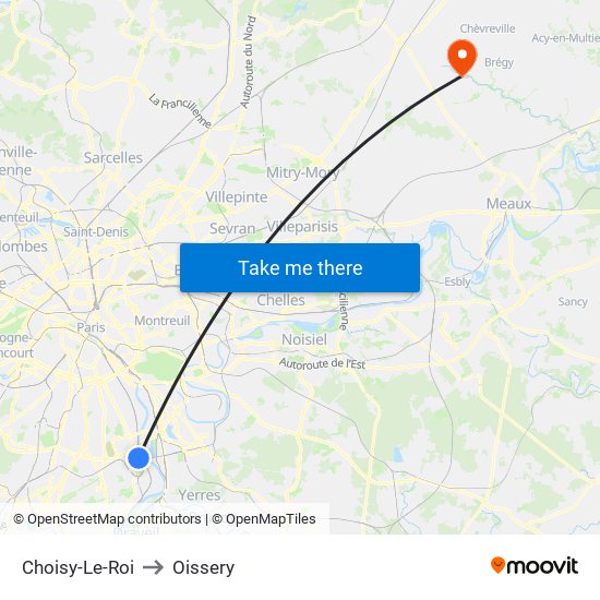 Choisy-Le-Roi to Oissery map