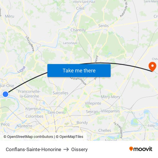 Conflans-Sainte-Honorine to Oissery map