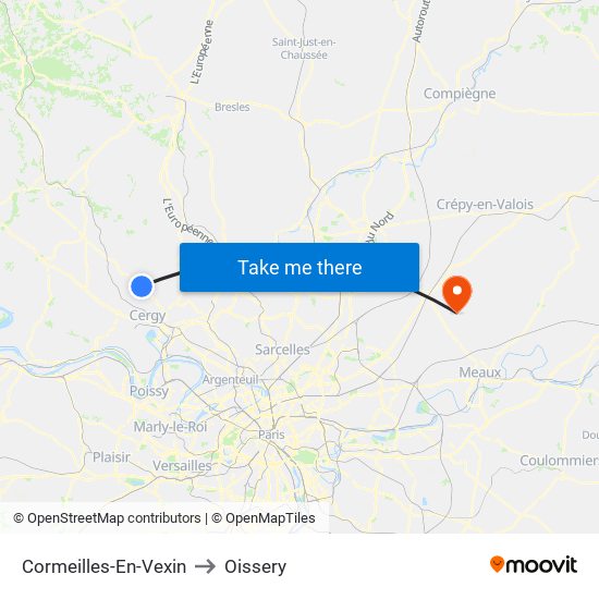 Cormeilles-En-Vexin to Oissery map