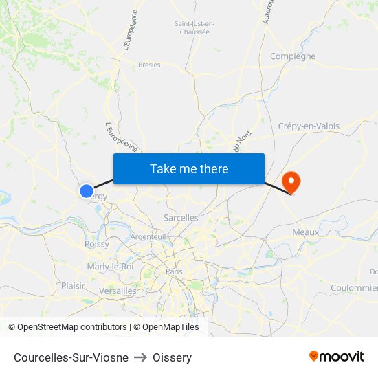 Courcelles-Sur-Viosne to Oissery map