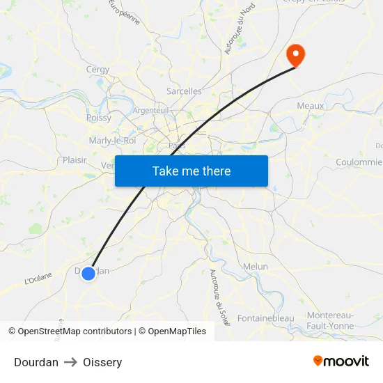 Dourdan to Oissery map