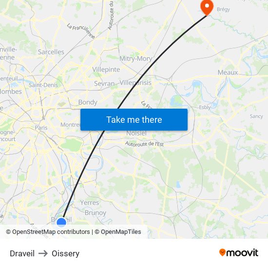 Draveil to Oissery map