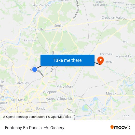 Fontenay-En-Parisis to Oissery map