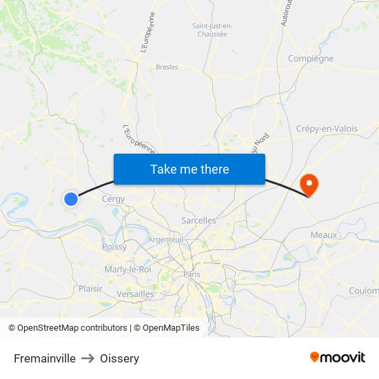 Fremainville to Oissery map