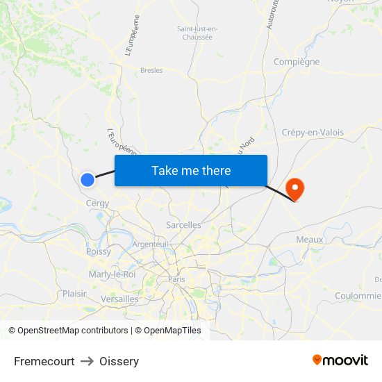 Fremecourt to Oissery map