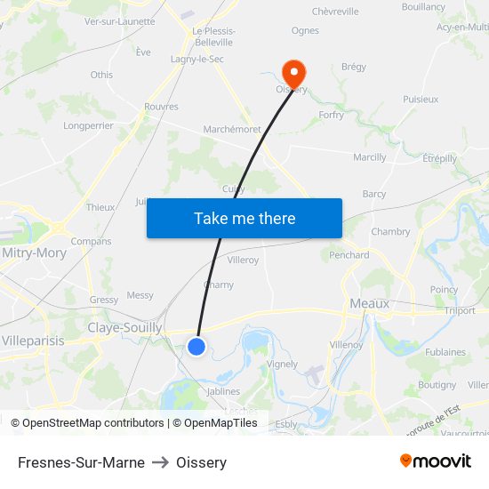 Fresnes-Sur-Marne to Oissery map