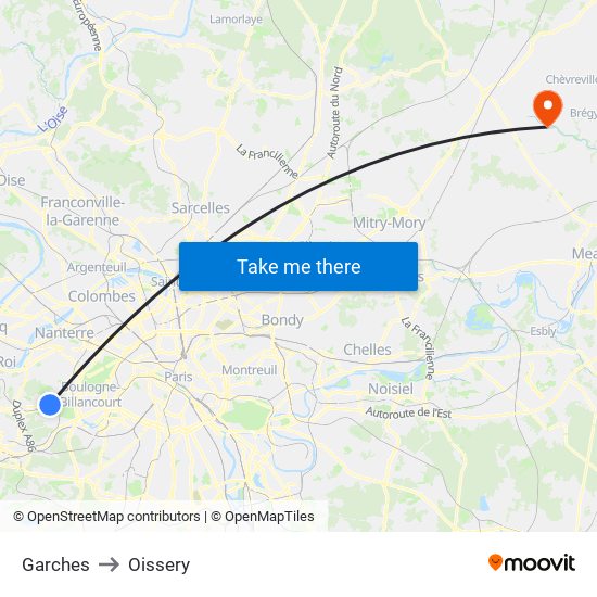 Garches to Oissery map