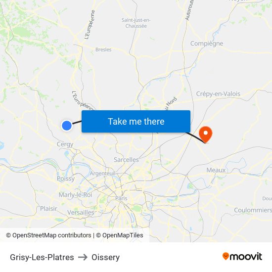 Grisy-Les-Platres to Oissery map